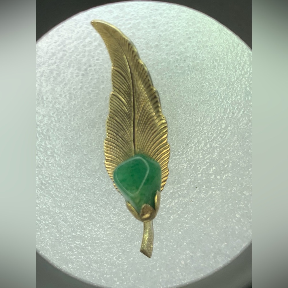 Jade Feather Brooch